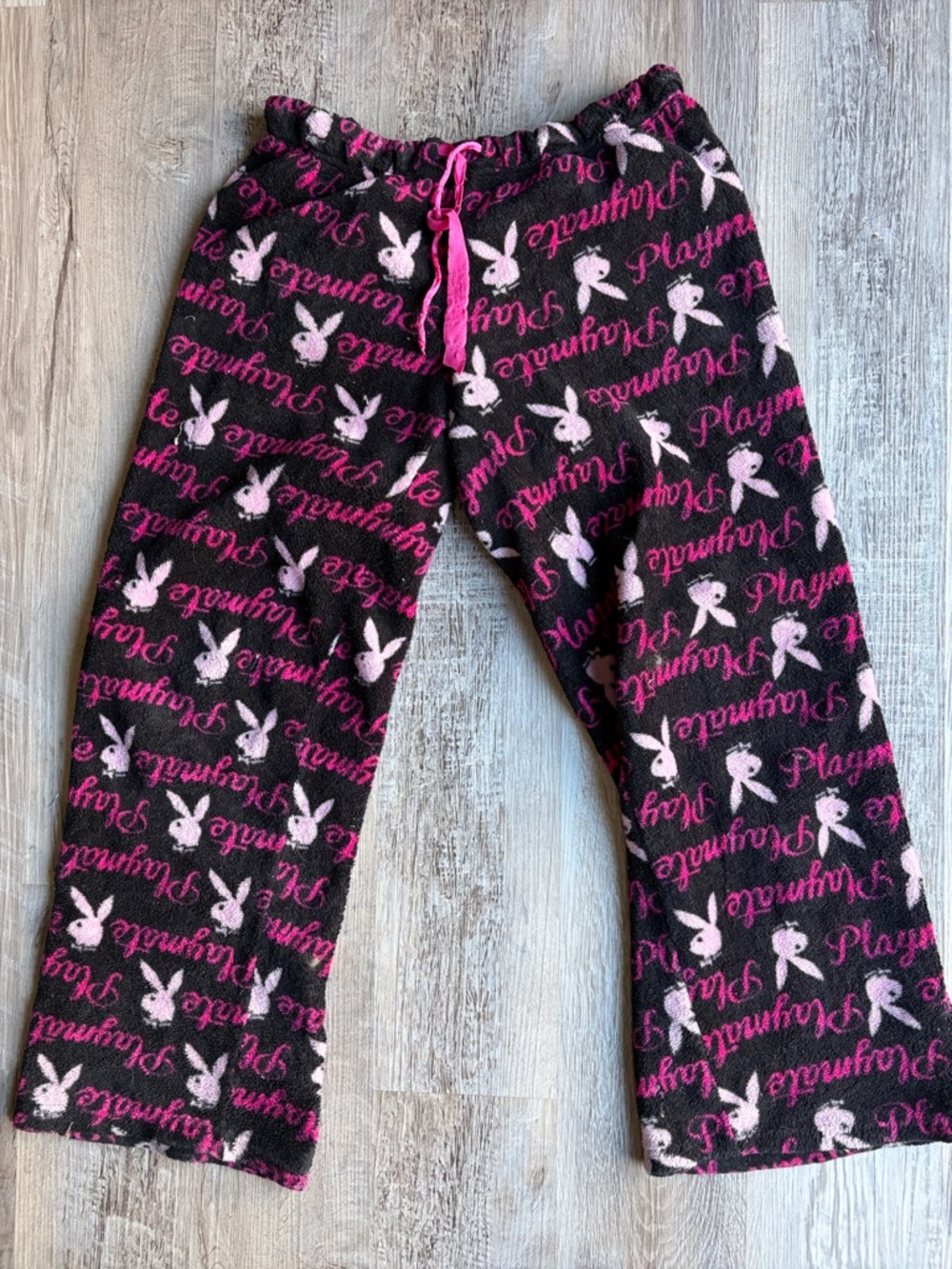 PLAYBOY Black and Pink Fleece Lounge Pants